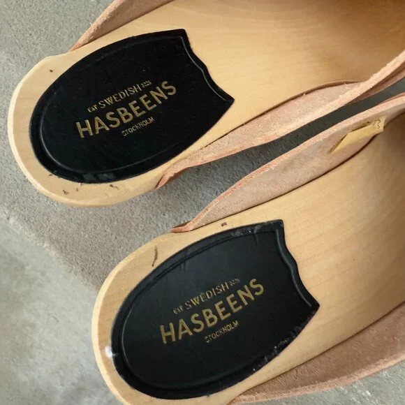 NEW SWEDISH HASBEENS SLIP IN 10 Women's Wooden Leather Clog Mule Shoe NWOB - Picture 10 of 12